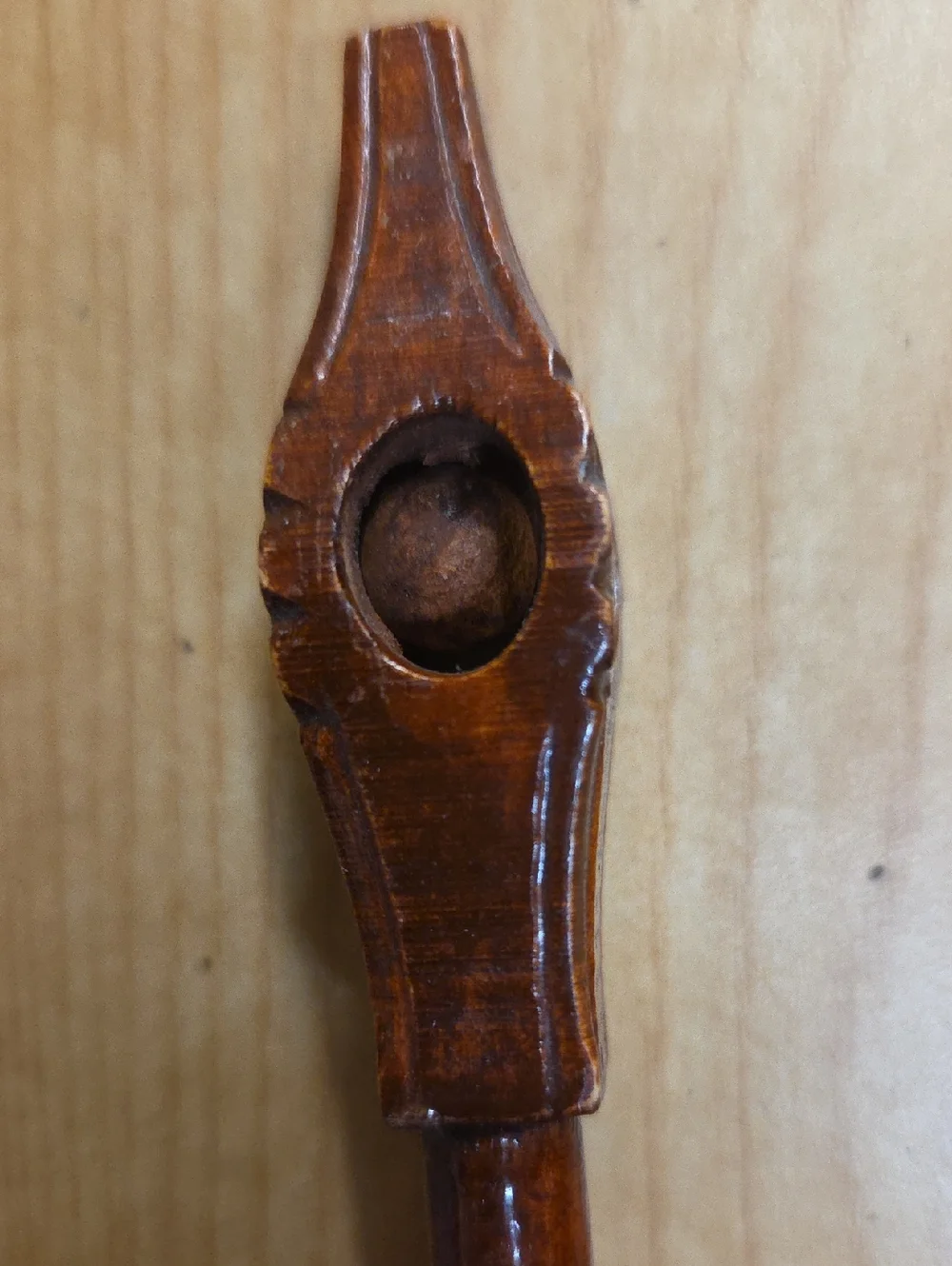 Swedish Vtg Folk Wooden Hand Carved Letter Spoon with Ball in Cage,cutting Board